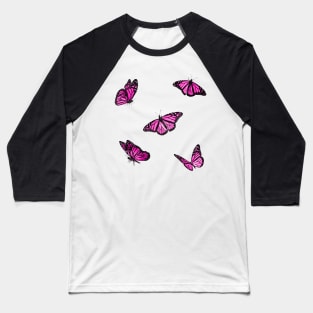 Pink Butterflies Sticker Pack Baseball T-Shirt